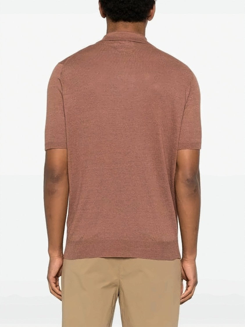 Lardini Short-Sleeved Polo Shirt In Linen-Cotton Blend