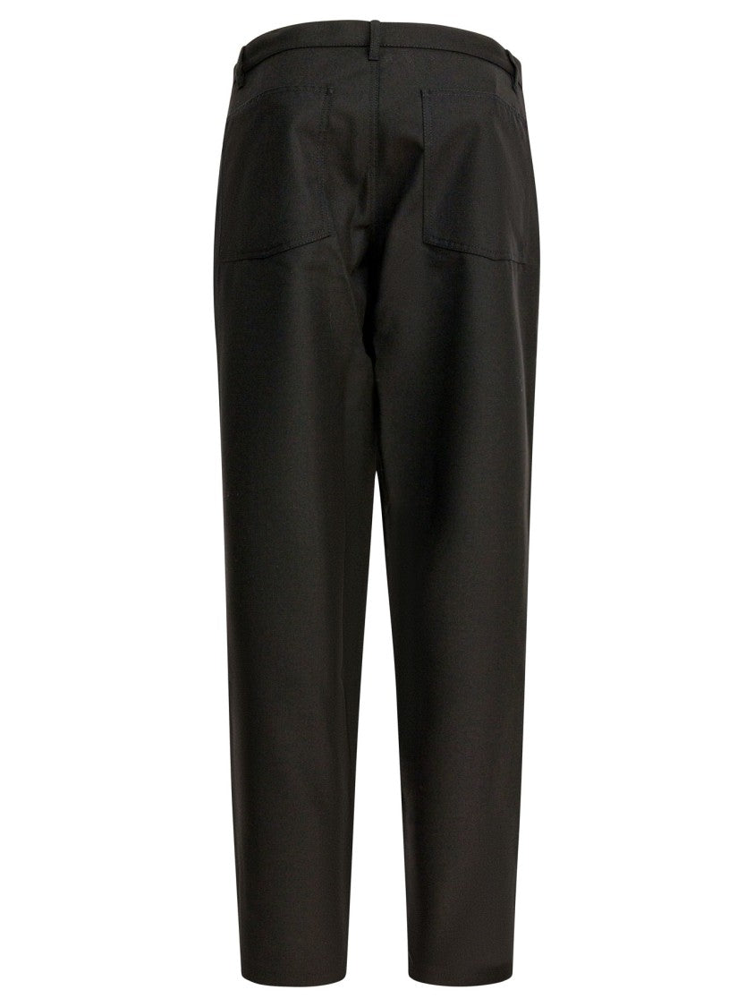 Comme Des Garçons Tailored Black Wool Blend Trousers With Functional Pockets