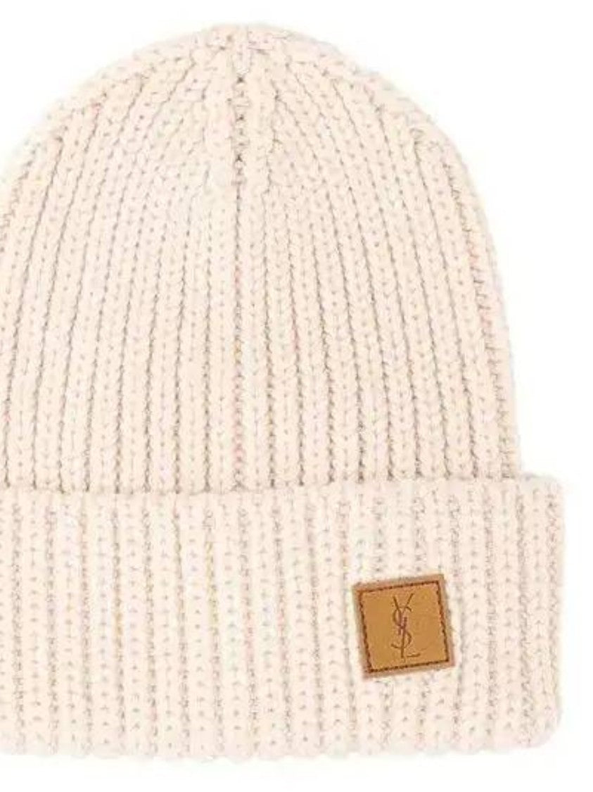 Saint Laurent Gros Bonnet Ribbed Knit Logo Beanie