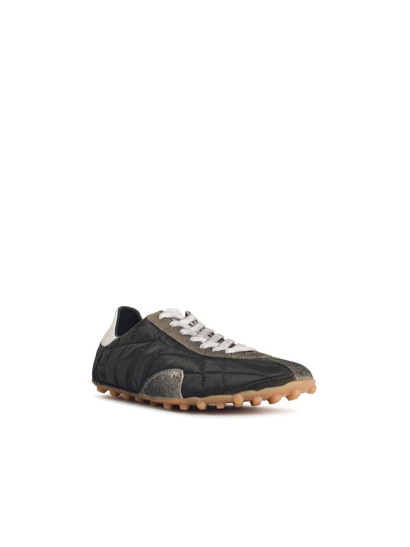 Maison Margiela Sneakers In Quilted Fabric And Dark Green Suede