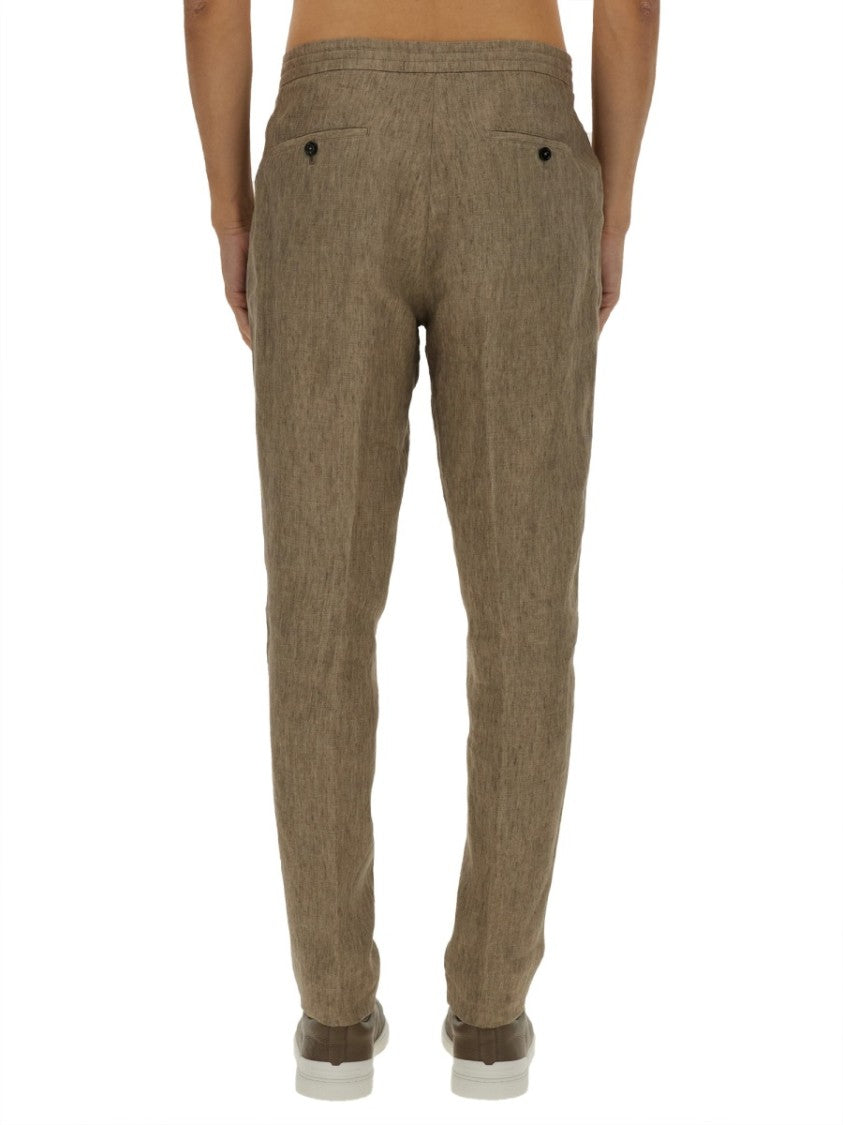 Zegna Tailored Brown Linen Jogger Pants