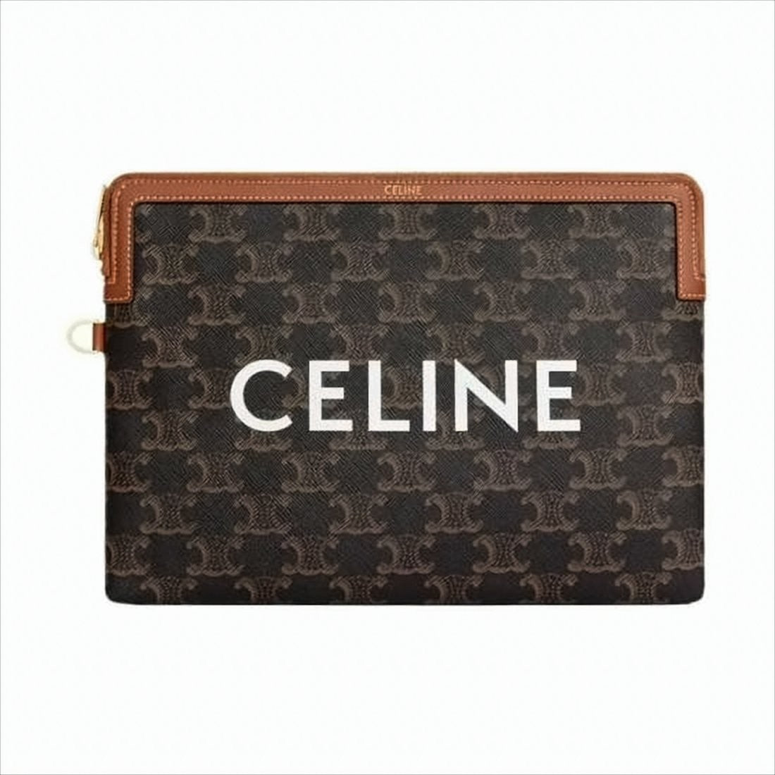 Celine Rectangular Dark Brown Logo Clutch