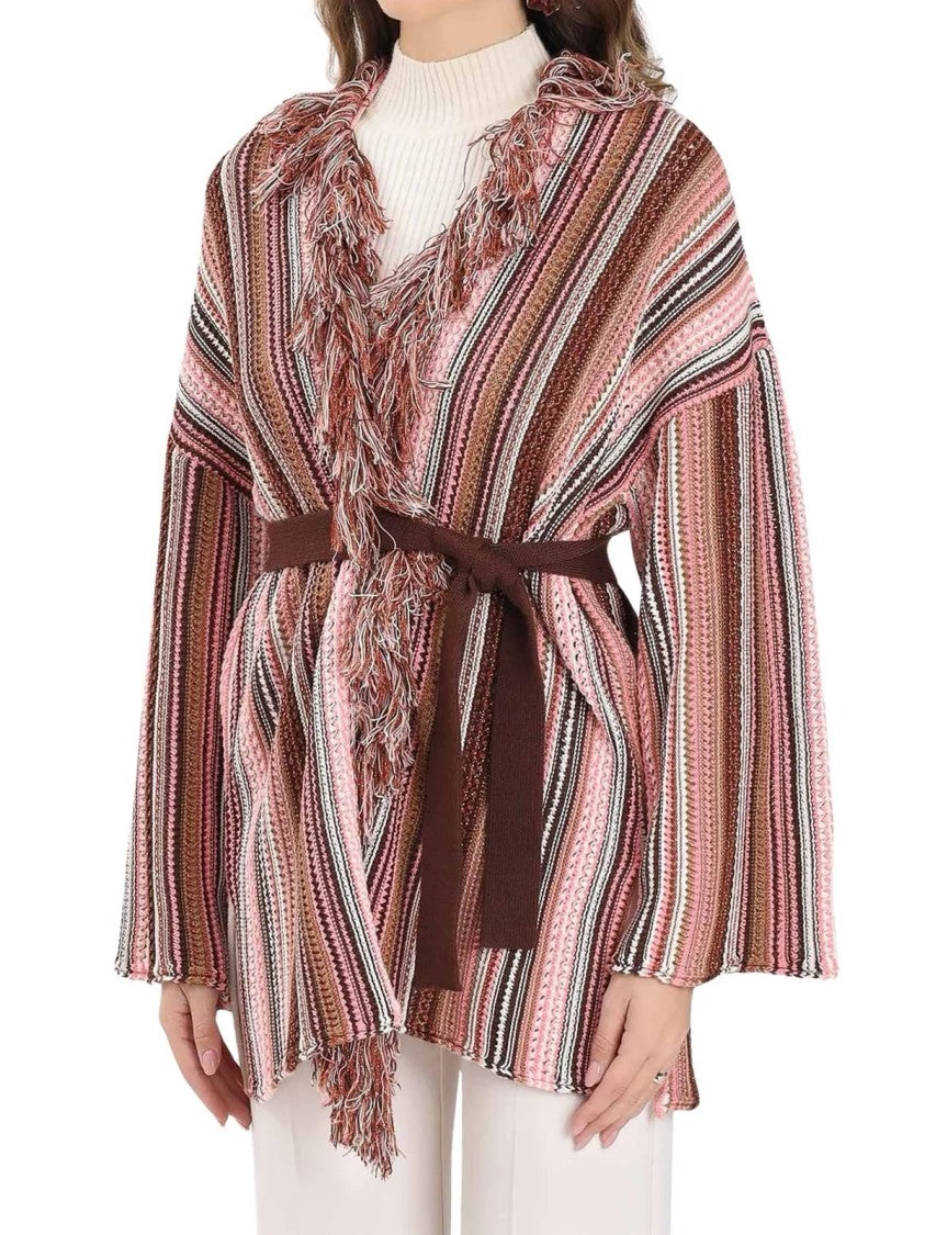 Akep Pink Merino Wool-Blend Lurex Cardigan