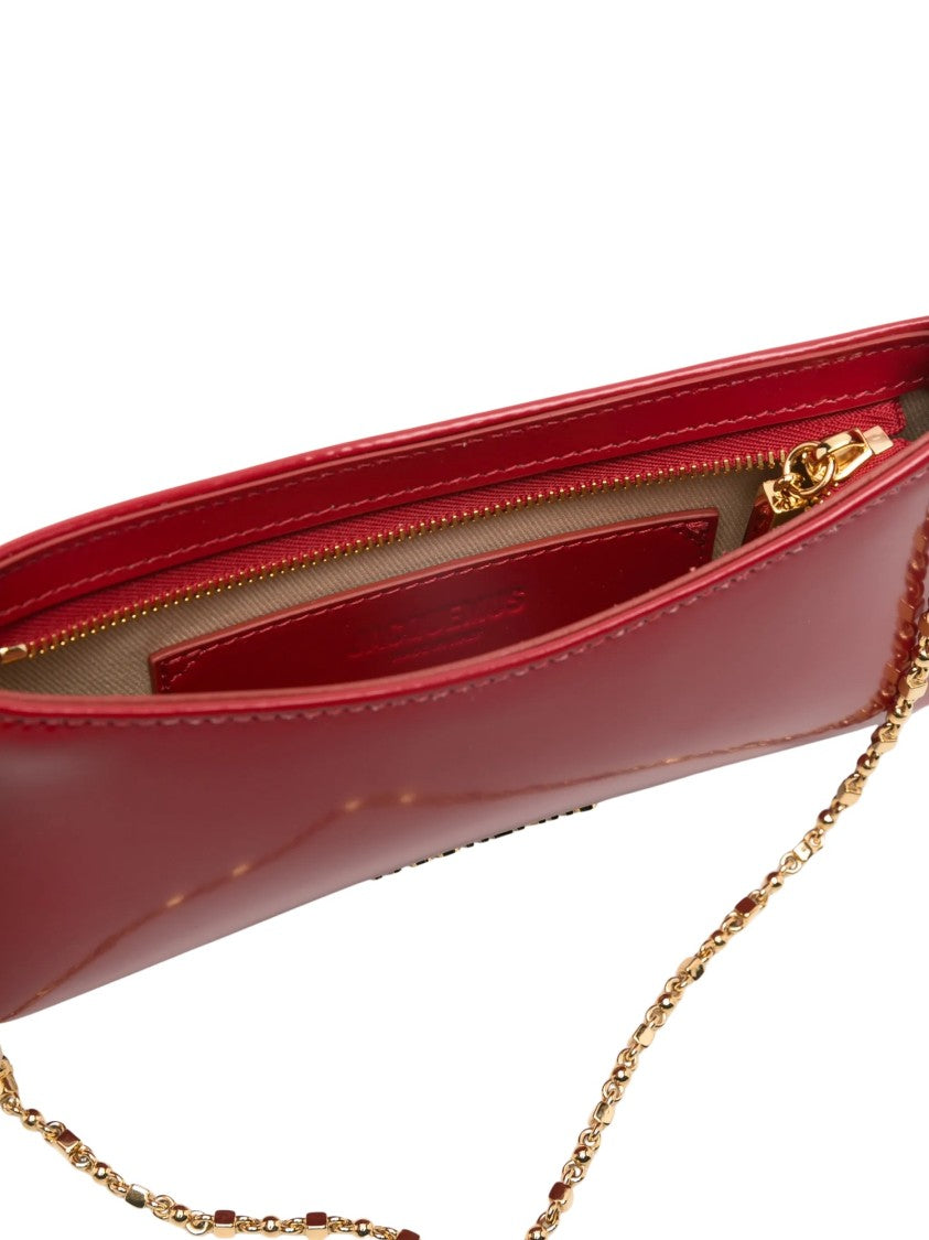 Jacquemus Red Leather Le Petit Bisou Chain Shoulder Bag