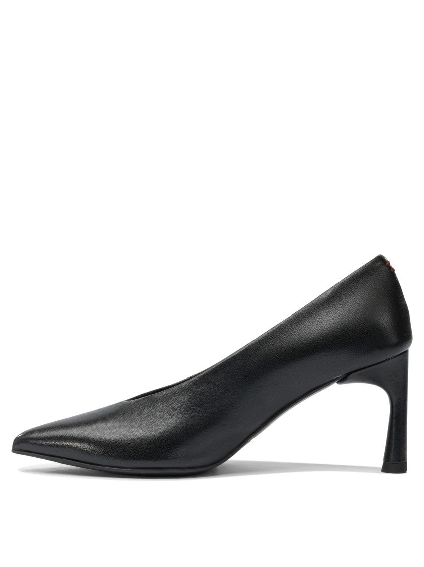 Halmanera Pointed Toe Heeled Shoes In Polished Calf Leather