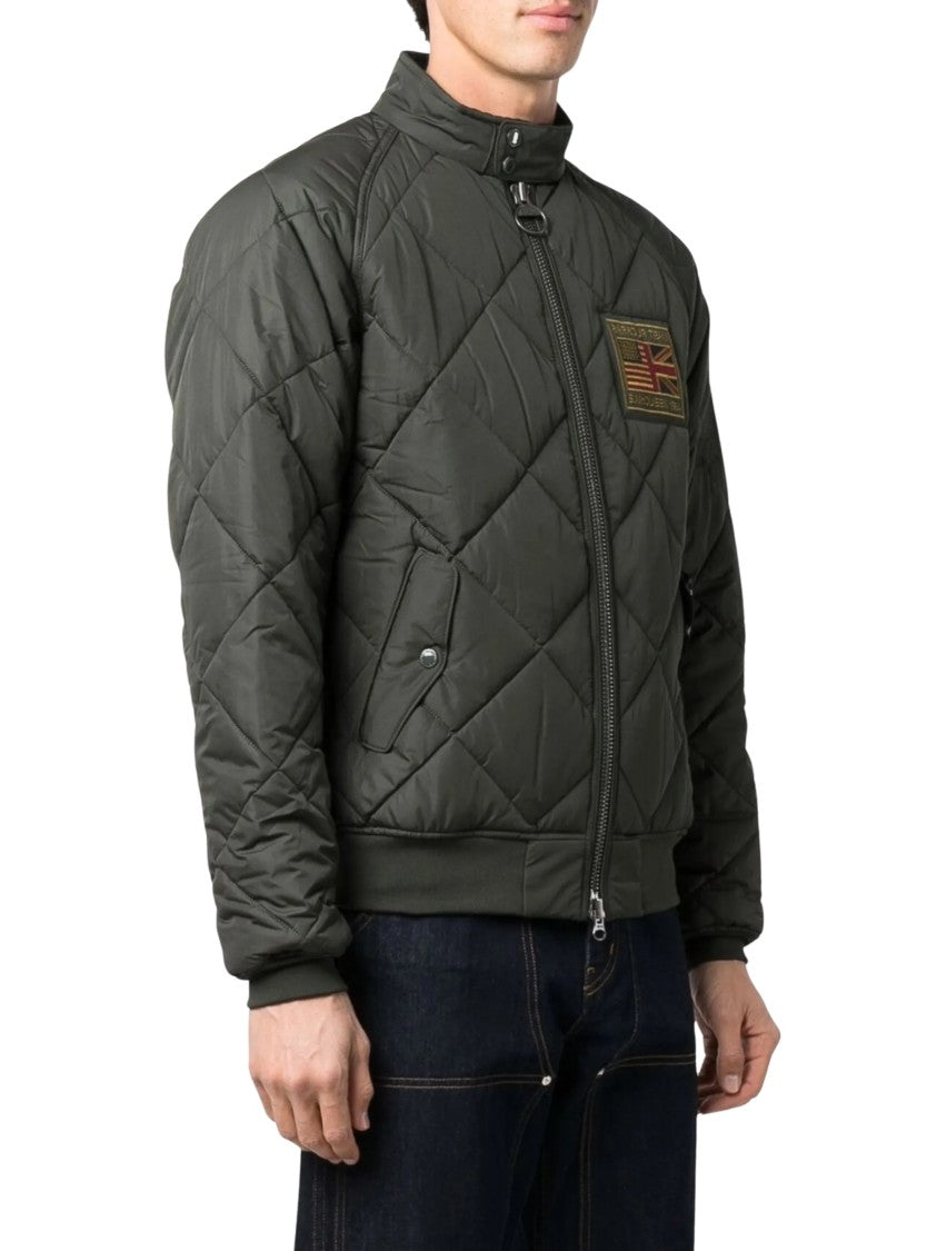 Barbour Diamond-Patterned Quilted Zip-Up Logo Patch Down Jacket