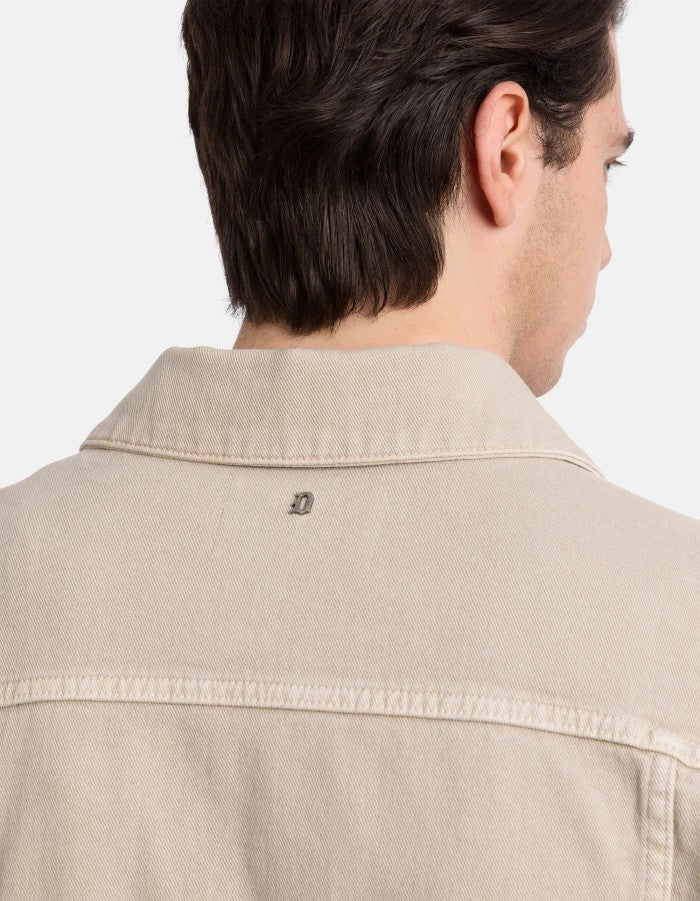 Dondup Structured Beige Denim Jacket With Flap Pockets