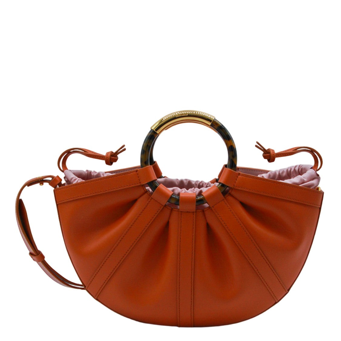 Coccinelle Semi-Circular Pleated Bag With Tortoiseshell Handle