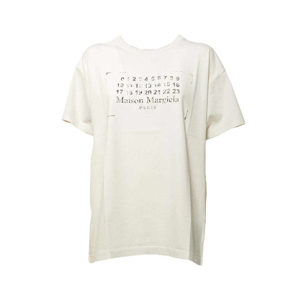 Maison Margiela Cream Cotton T-Shirt With Printed Logo