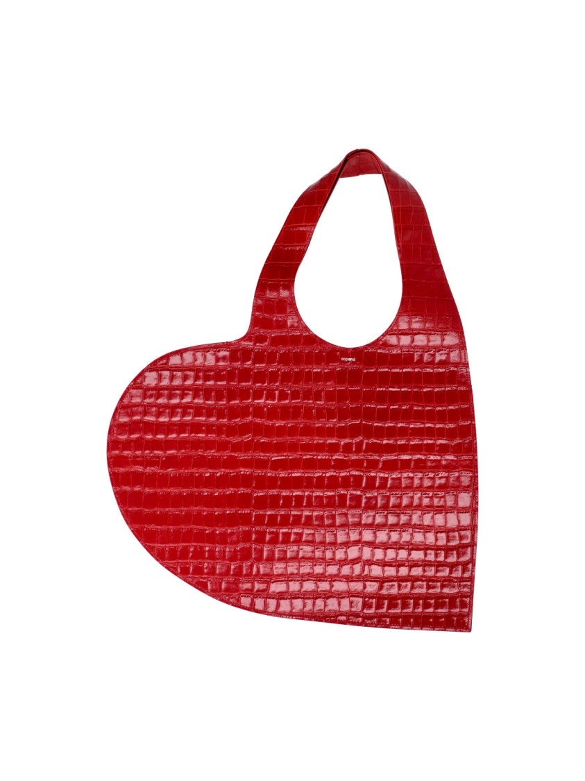 Coperni Red Heart Croc-Embossed Leather Tote Bag