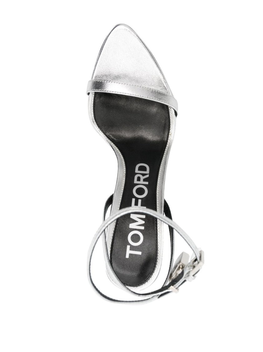 Tom Ford Silver Heels With Ankle Strap