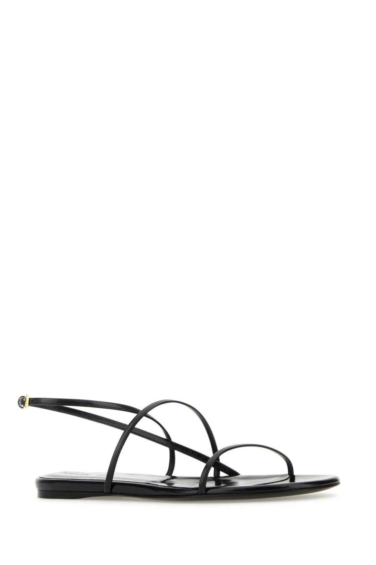 Khaite Black Leather Loop Sandals
