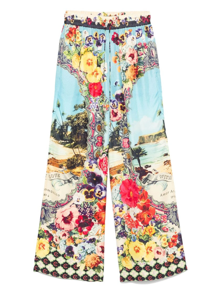 Camilla Floral-Print Silk Straight-Leg Trousers
