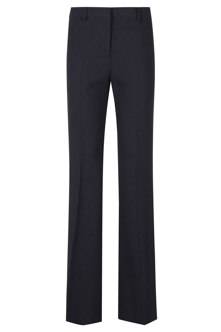 Etro Very Dark Blue Belt Loops Wool Straight-Leg Pants