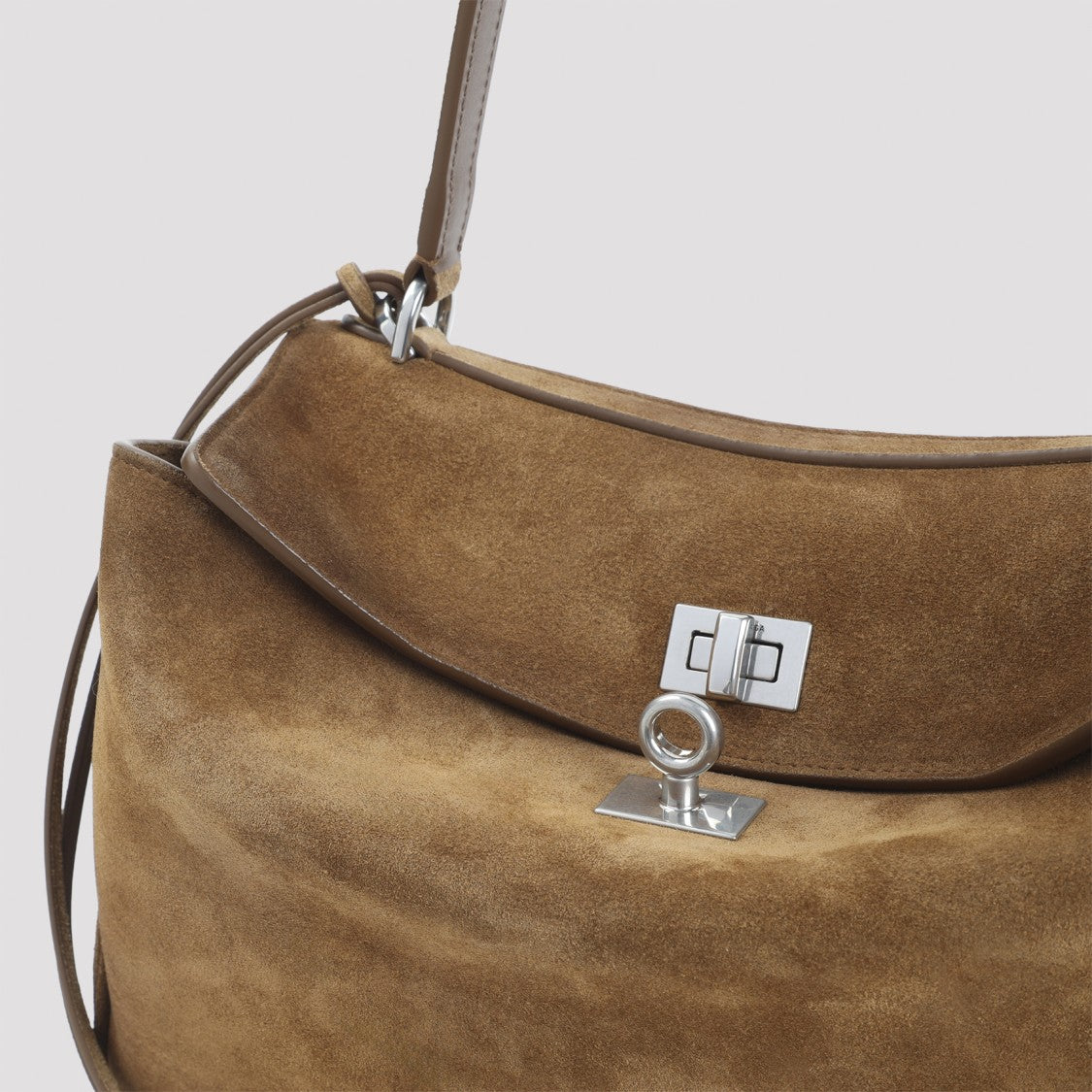 Balenciaga Structured Suede Leather Handbag
