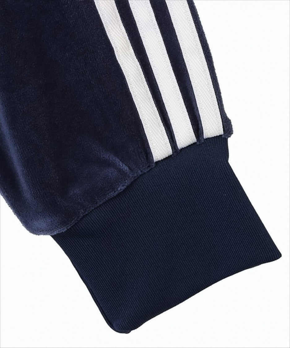 Adidas Velvety Navy Jacket With Striped Accents