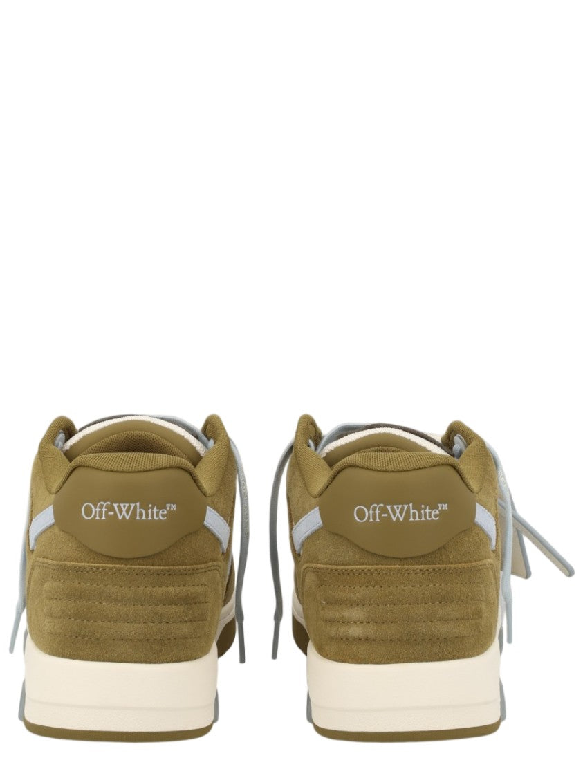 Off-White Multicolour Olive Green Leather Panels Low-Top Sneakers
