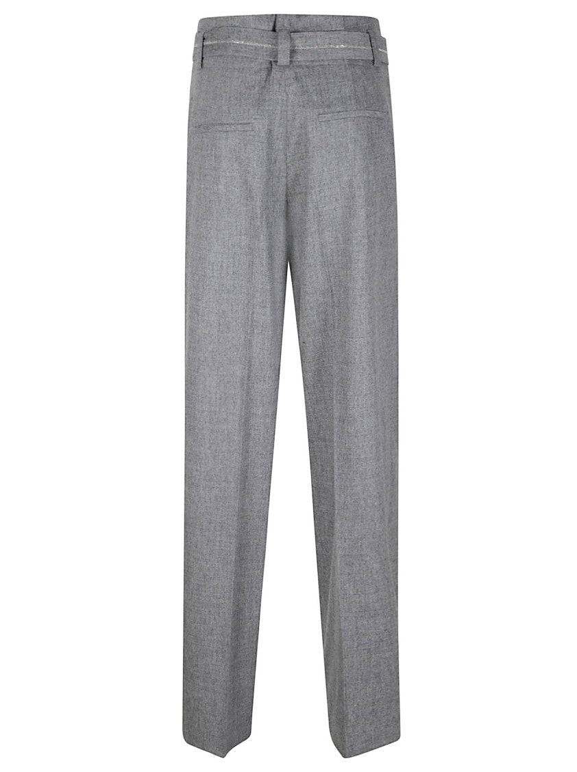 Peserico Wide-Leg Cashmere/Wool Flannel Palazzo Pants