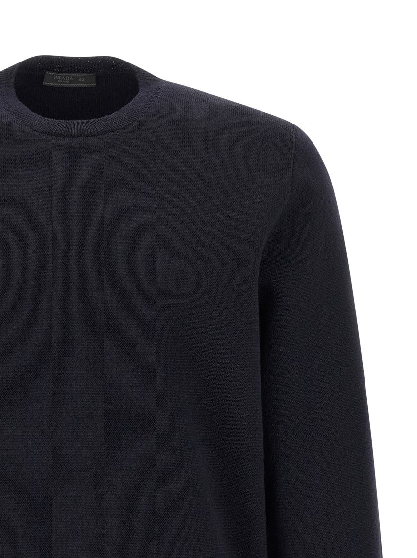 Prada Thick Wool Sweater With Crew Neck