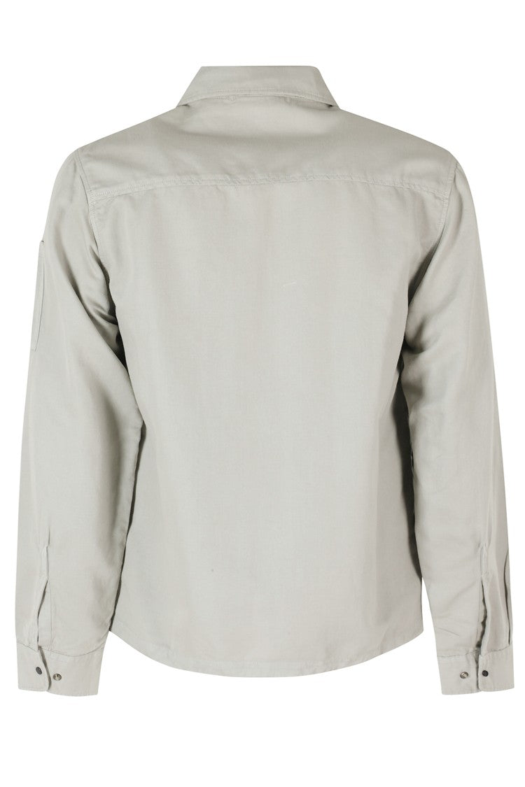 C.P. Company Gray Overshirt Zippered-Chest Cotton-Blend Casual Shirt