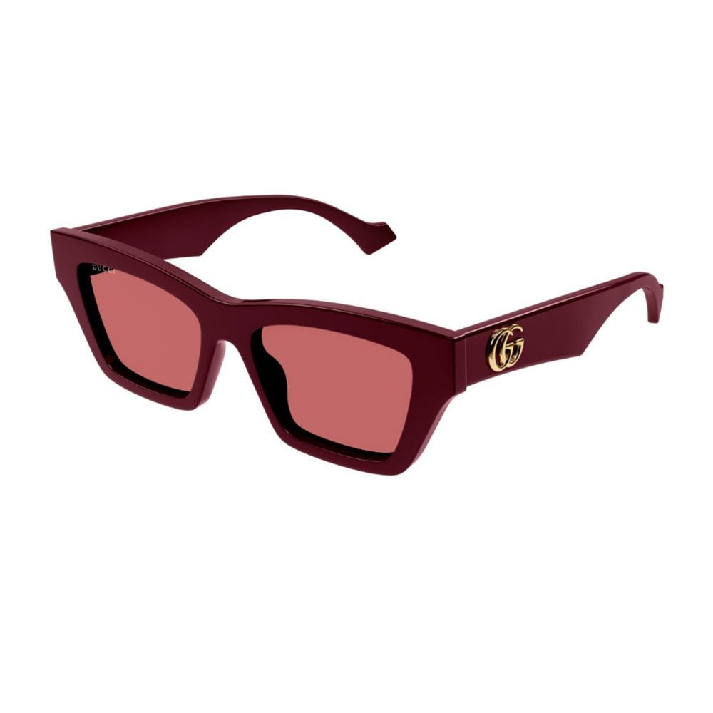 Gucci Gg1753s Emblem Line Burgundy Recycled Acetate Rectangular Sunglasses