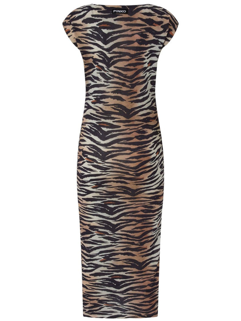 Pinko Animal Print Midi Sheath Dress