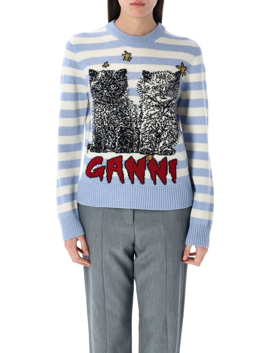 Ganni Striped Knit Cat Sweaters