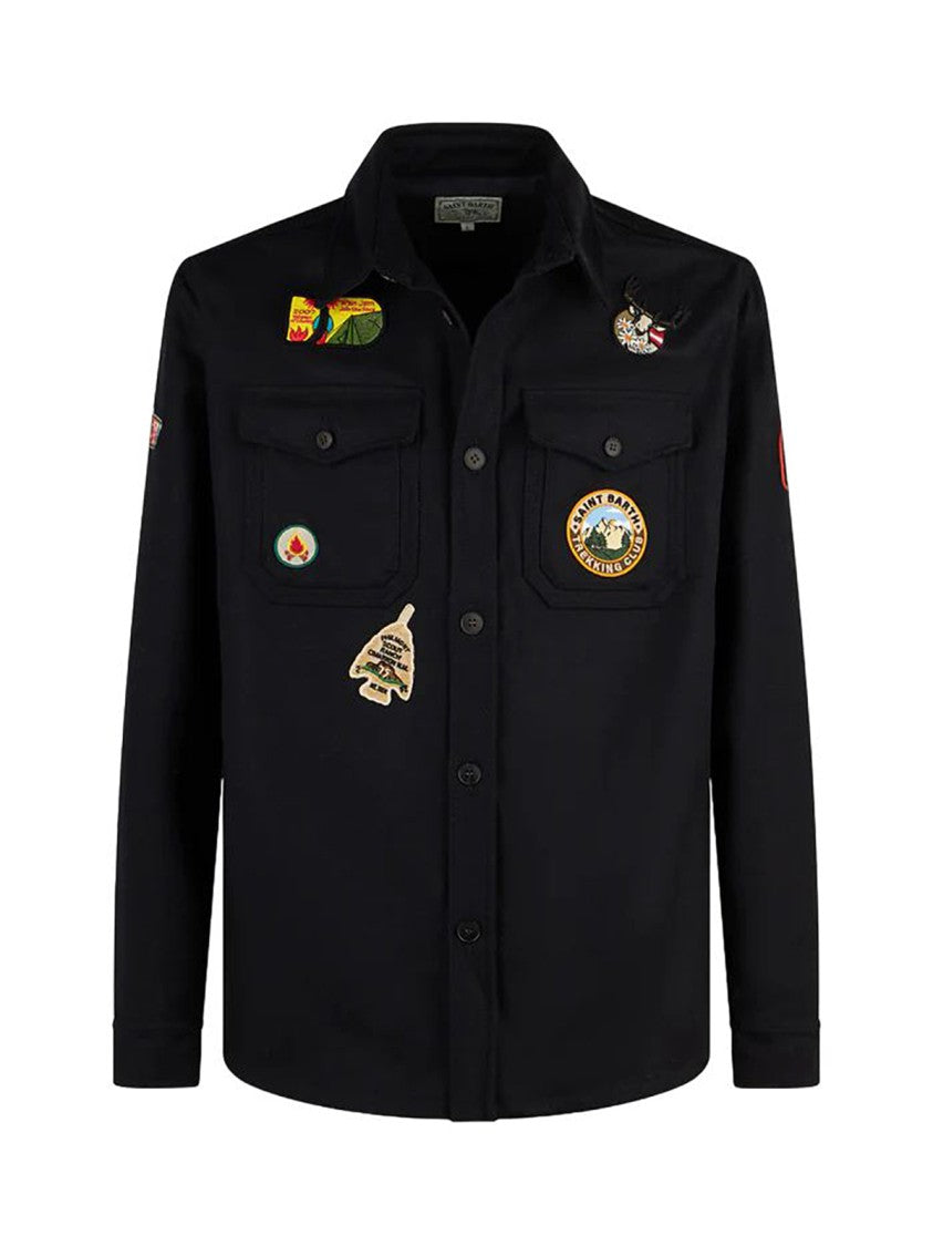 Mc2 Saint Barth Black Button-Up Shirt Jacket