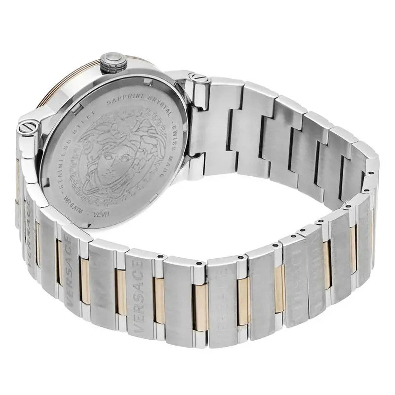Versace Greca Logo Lady 38Mm Quartz Watch With Bicolor Stainless Steel Bracelet