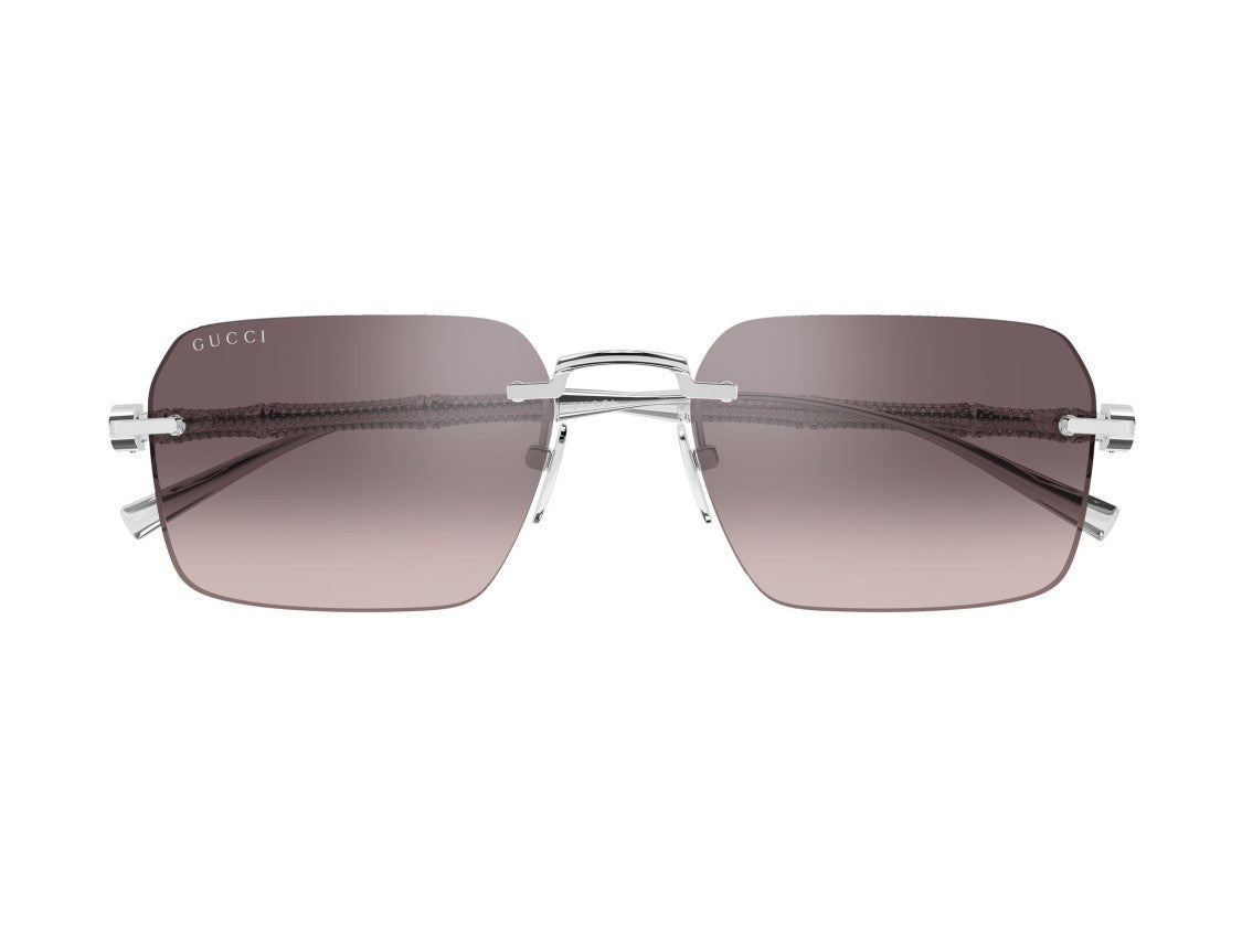 Gucci Silver Gg2154s Gradient Textured Rimless Sunglasses