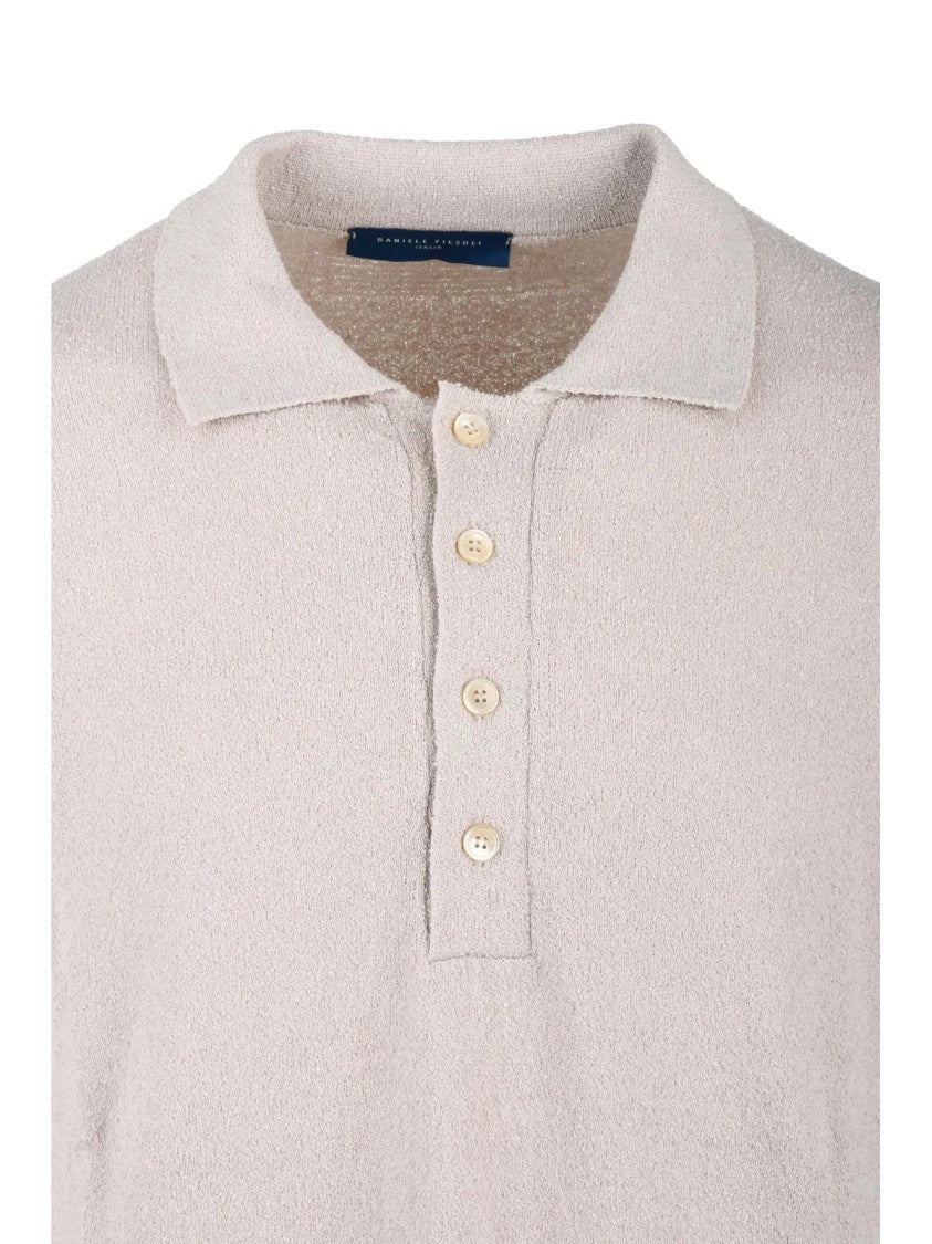 Daniele Fiesoli Beige Brushed Knitted Polo Shirt