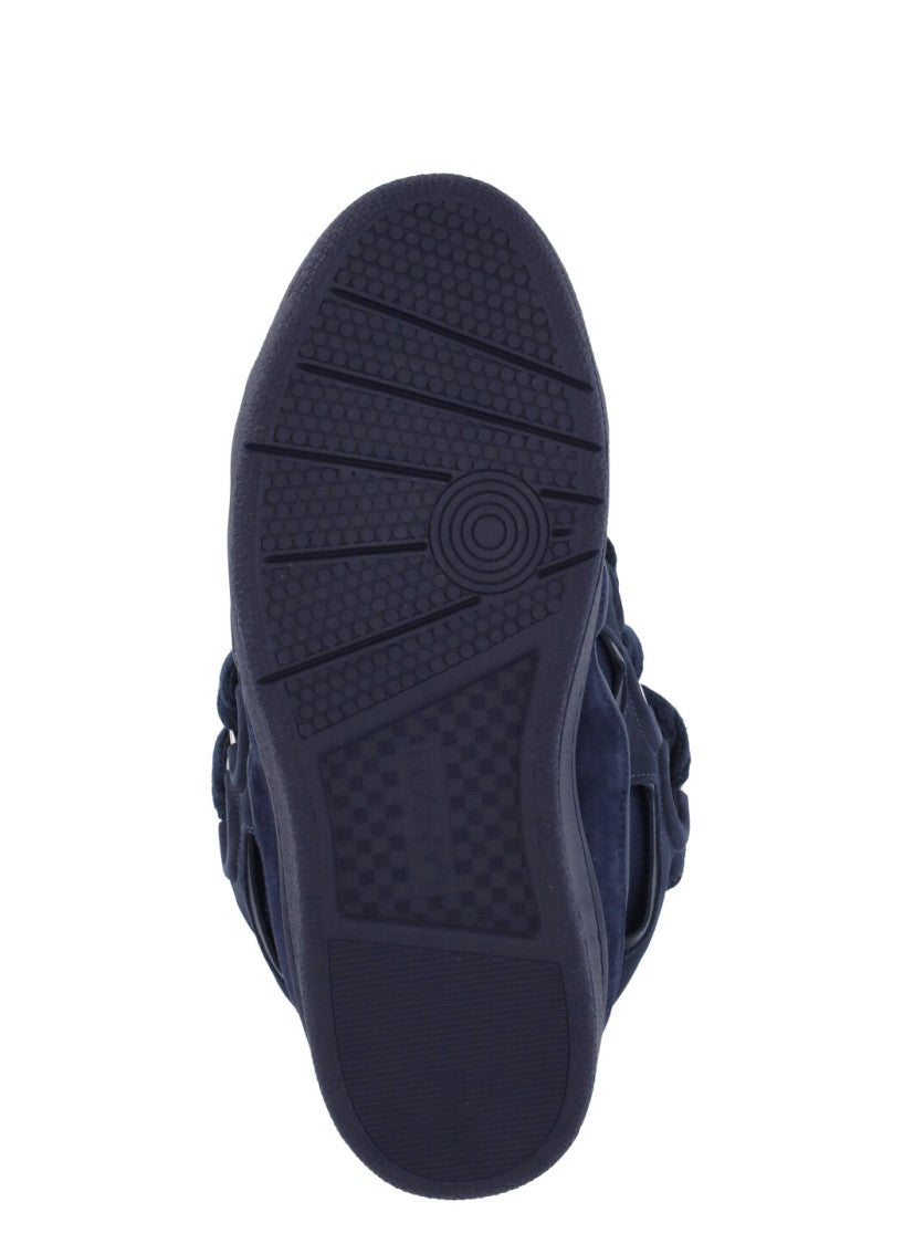 Lanvin Dark Blue Curb Leather Sneakers