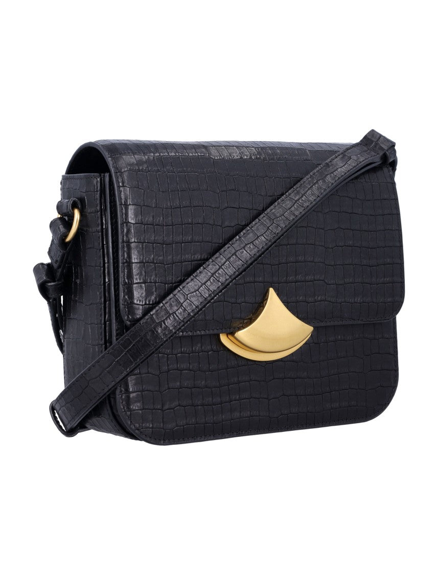 Sessùn Crocodile-Print Leather Box Bag With Magnetic Clasp