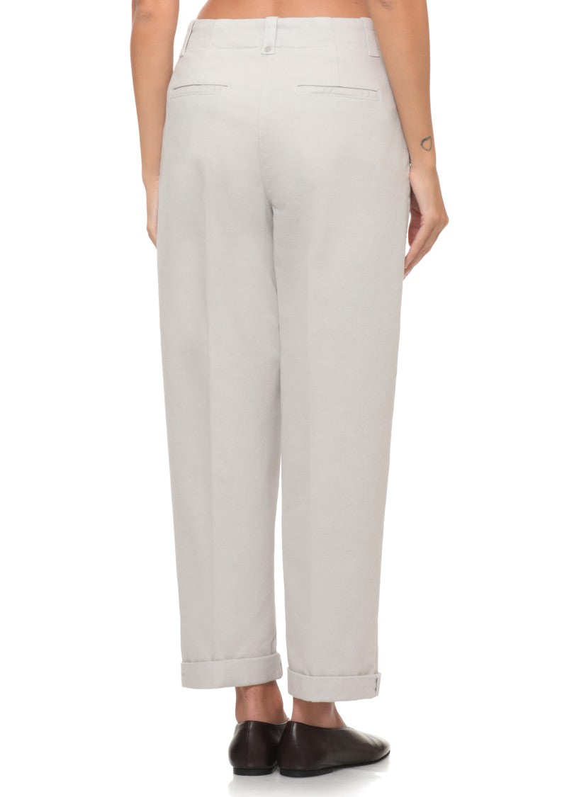 Peserico Grey Straight-Leg Cotton Pants