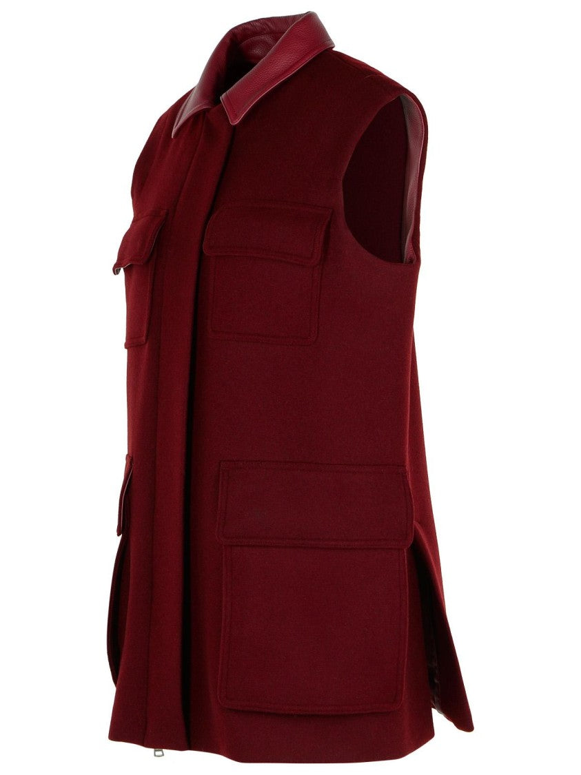 Max Mara Aeroso 1234' Long Vest In Wool/Alpaca And Cherry Cachemire