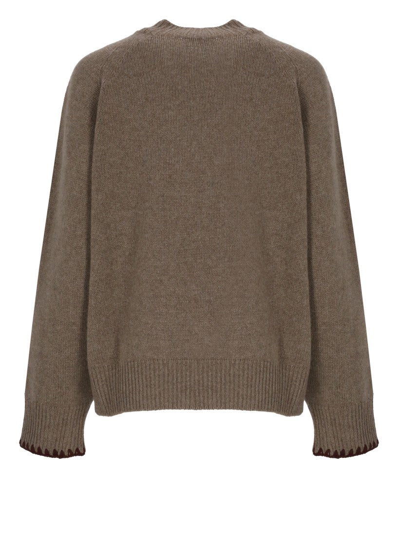 Oliver Lattughi Brown Cashmere Crew Neck Sweater