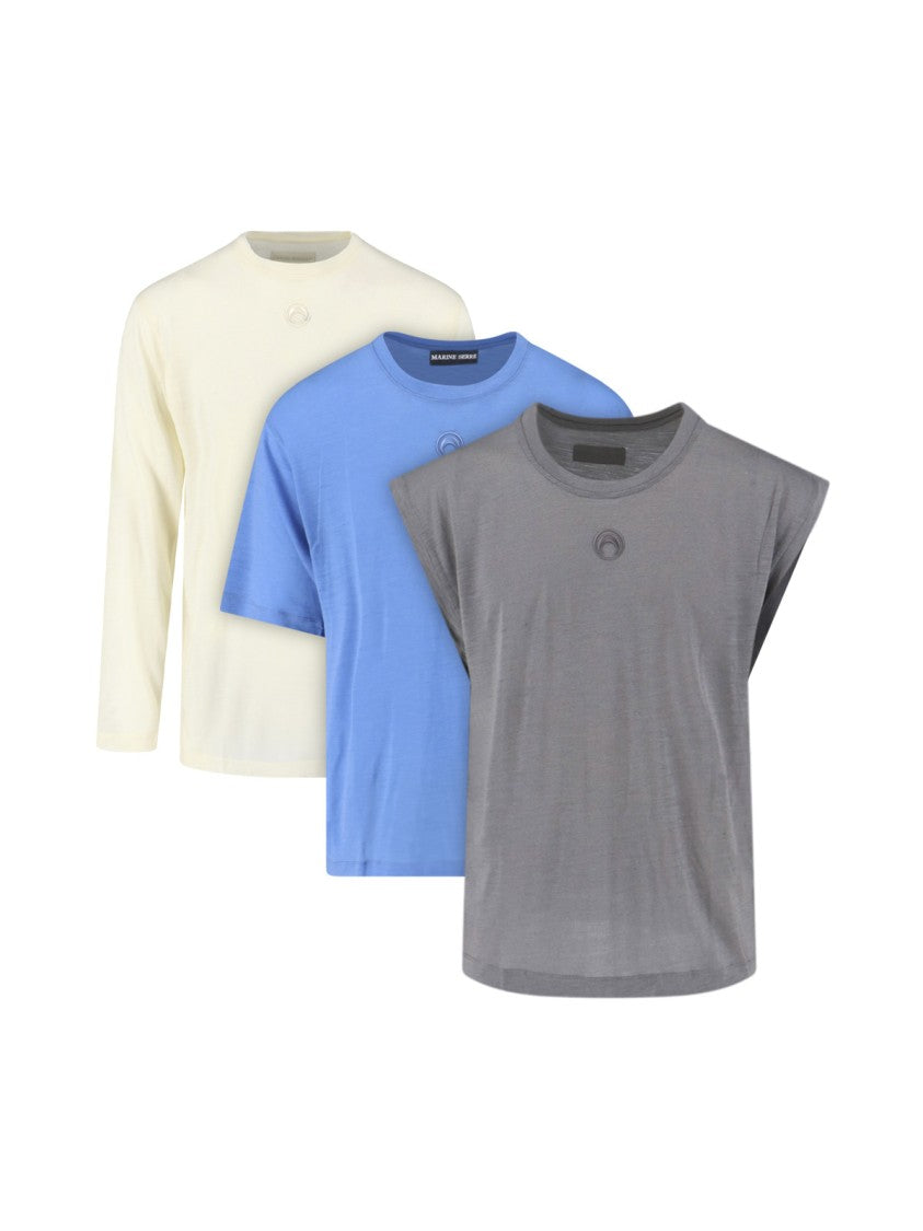 Marine Serre 2-Piece T-Shirt & Tank Top Set – White/Blue/Grey