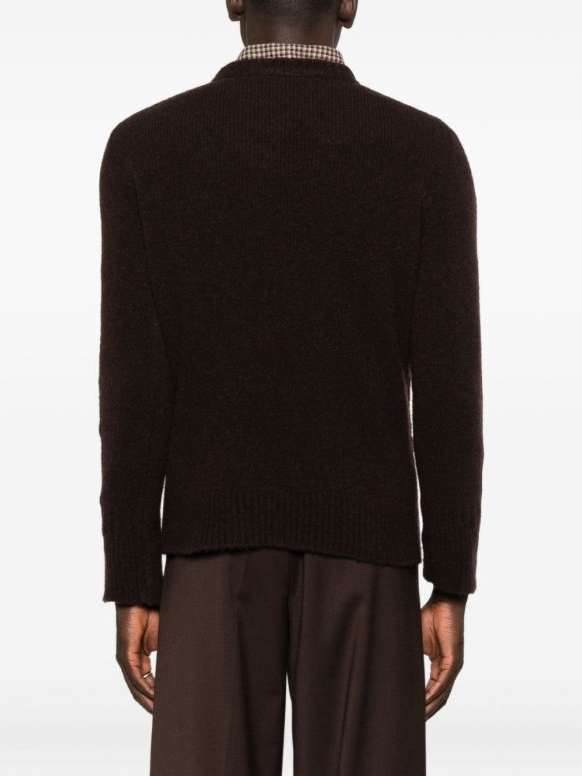 Amaranto Crew Neck Brown Knit Sweater