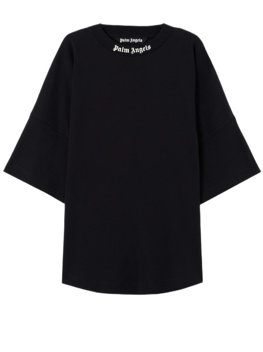 Palm Angels Oversized Black T-Shirt With Bold Logo Details