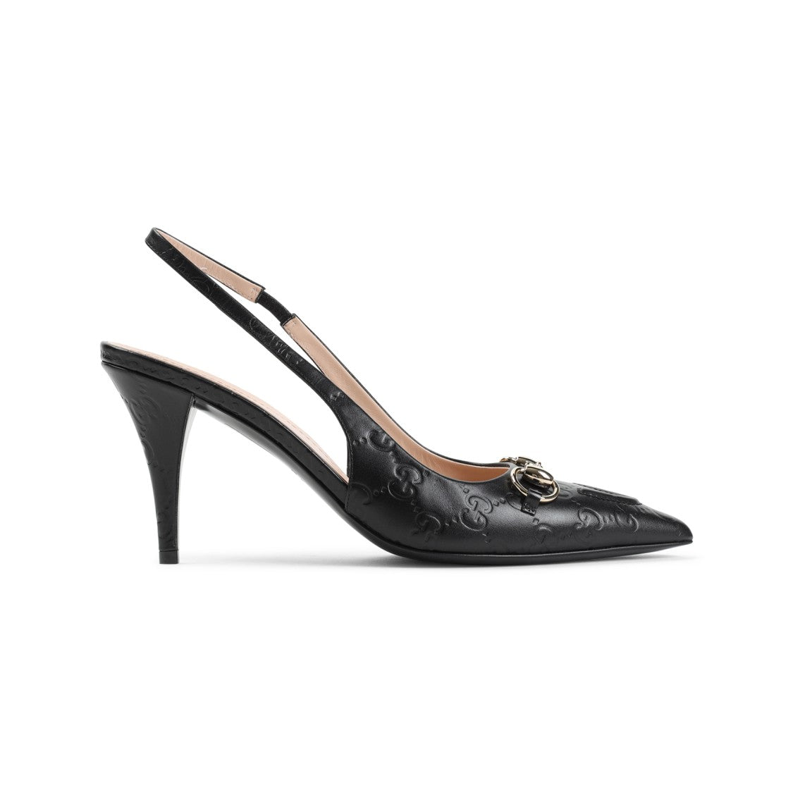 Gucci Black Leather Erin Gg Slingback Mules