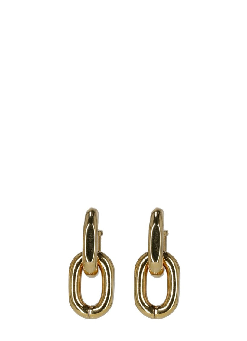 Rabanne Polished Gold-Tone Link Earrings With Interlocking Design