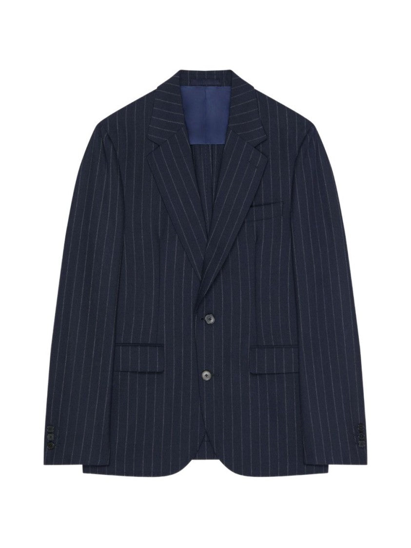 Givenchy Tailored Dark Navy Pinstripe Blazer With Notched Lapel