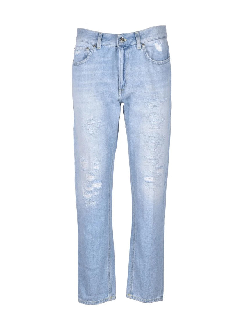 Dondup Mila Light Blue Tapered-Leg Distressed Jeans