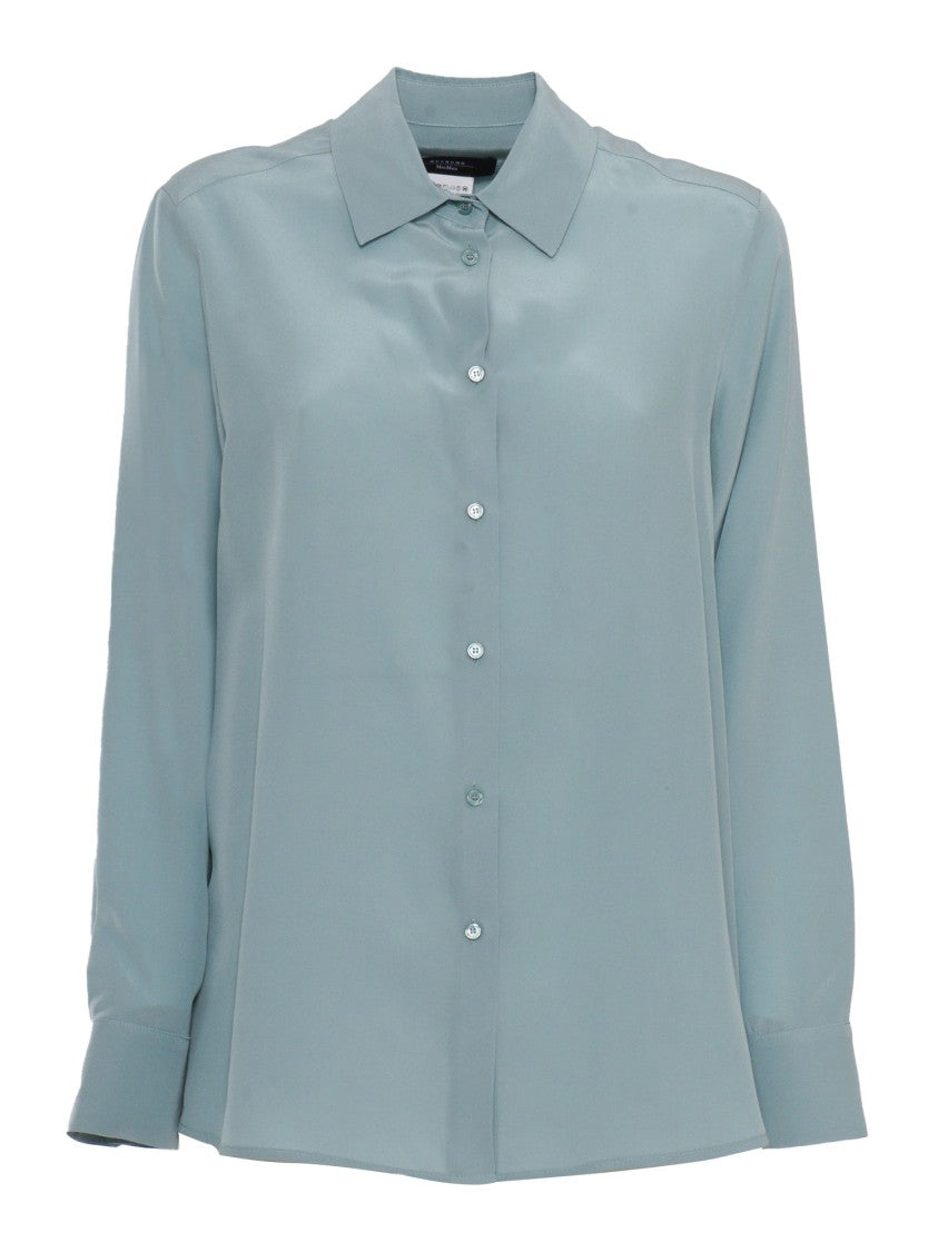 Max Mara Sophisticated Straight-Cut Silk Shirt With Classic Collar