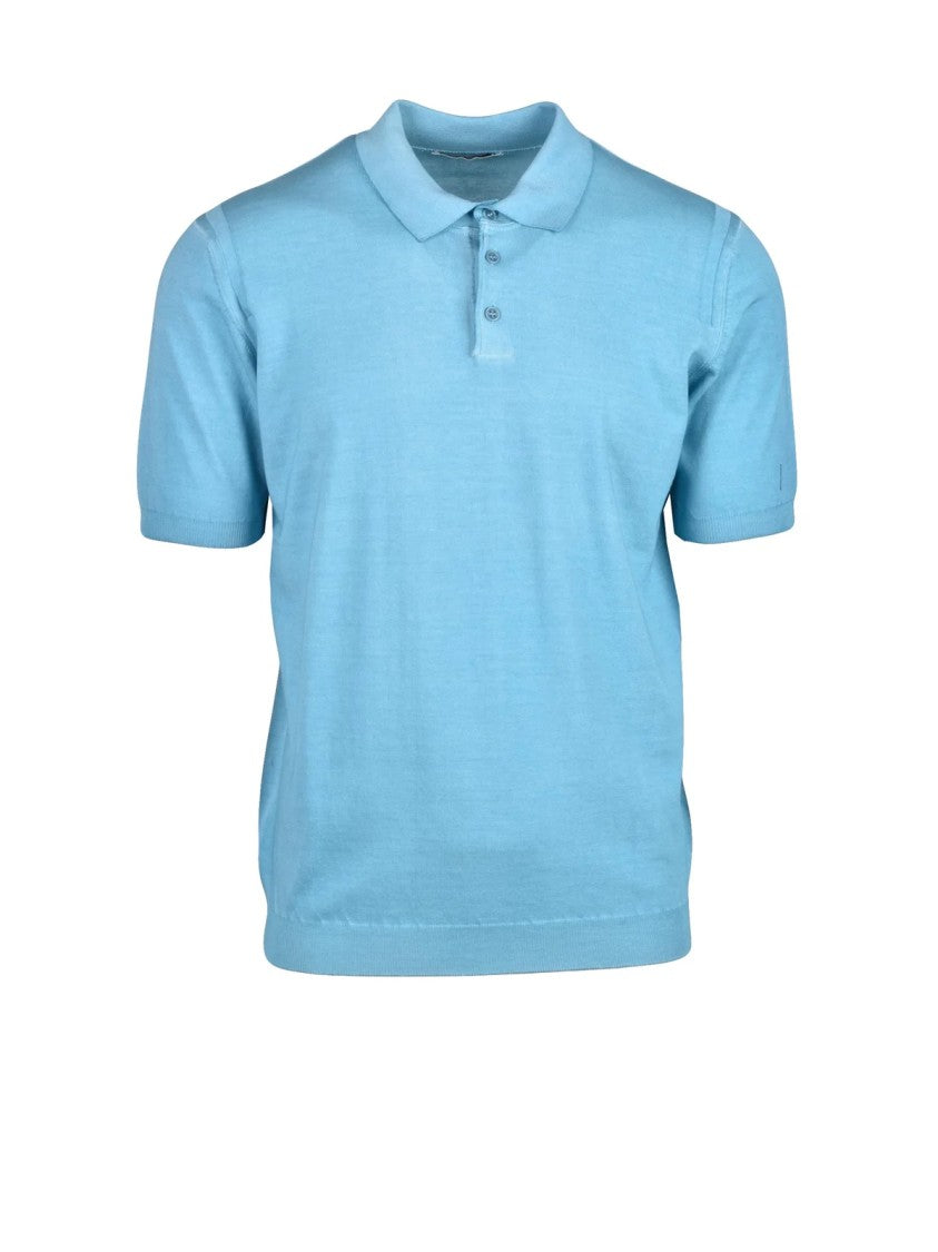 Kangra Aqua Cotton Polo Knit