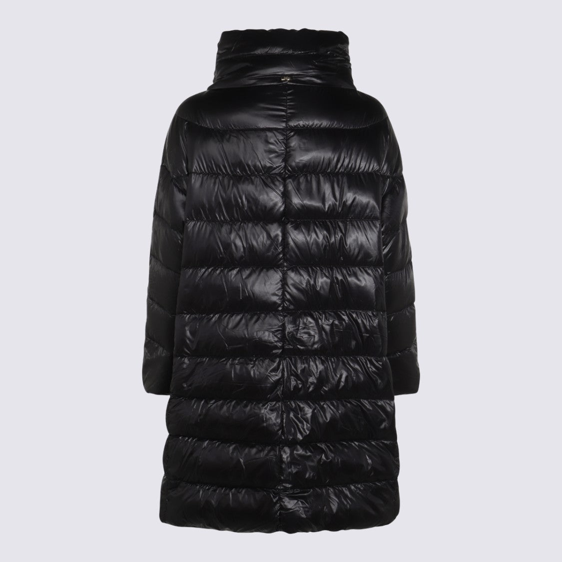 Herno Glossy Quilted Black Down Coat With Structured Collar