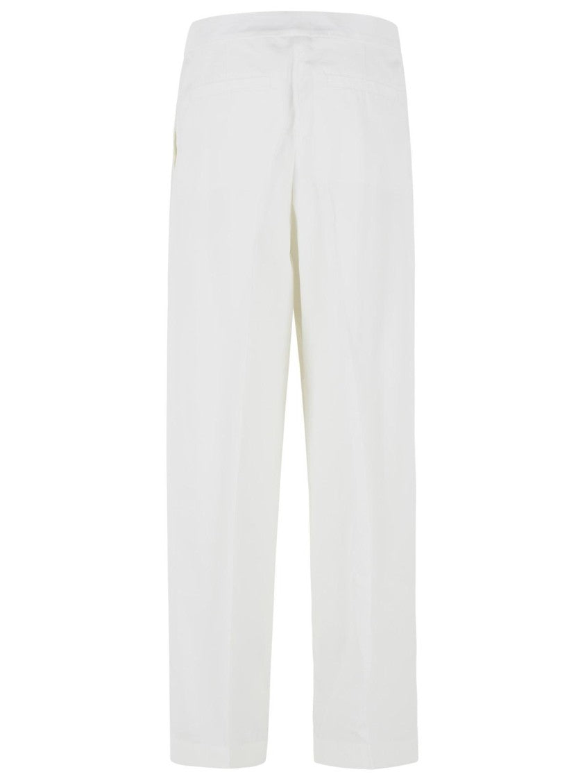 Jil Sander Milk Cotton And Silk Trousers