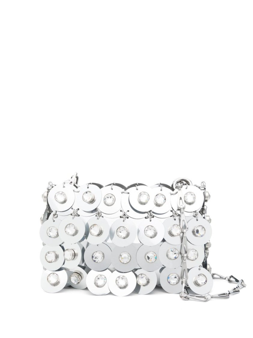 Rabanne Reflective Silver Handbag With Chain Strap