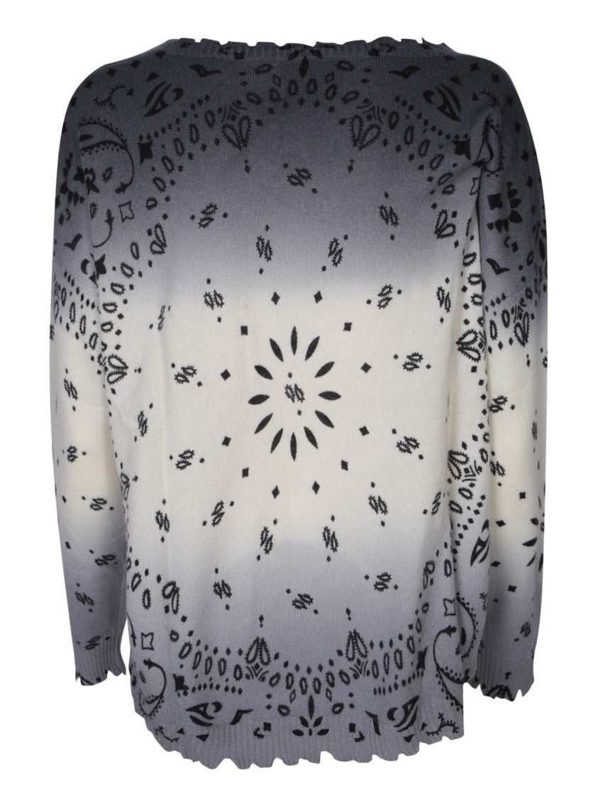Kujten Gradient Knitwear With Intricate Black Patterns