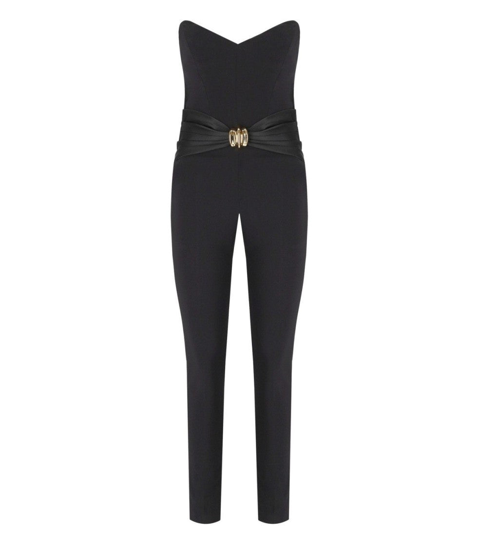 Elisabetta Franchi Black Bustier Jumpsuit